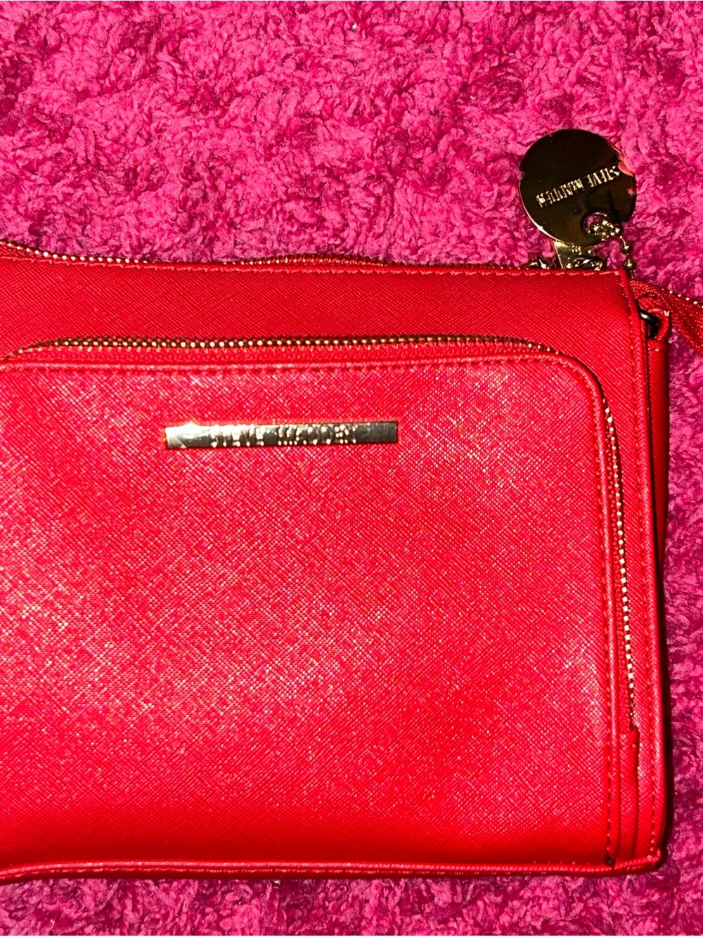 Red Women's Crossbody Wallet - Silver Hardware